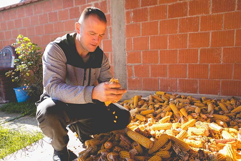 Remzi Bala on his farm in central Kosovo.