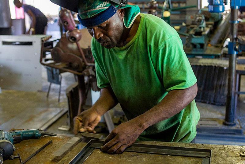 This EcoNars employee is among 50 workers the small business has hired since Senzo Buthelezi launched operations.