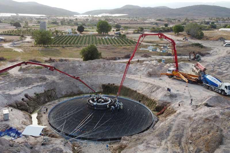 Construction at 25.2 MW Phu Lac 2 wind power plant in Binh Thuan Province, Vietnam.